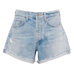 Citizens Of Humanity Frieda Raw Hem Light Blue Denim Cutoff Shorts